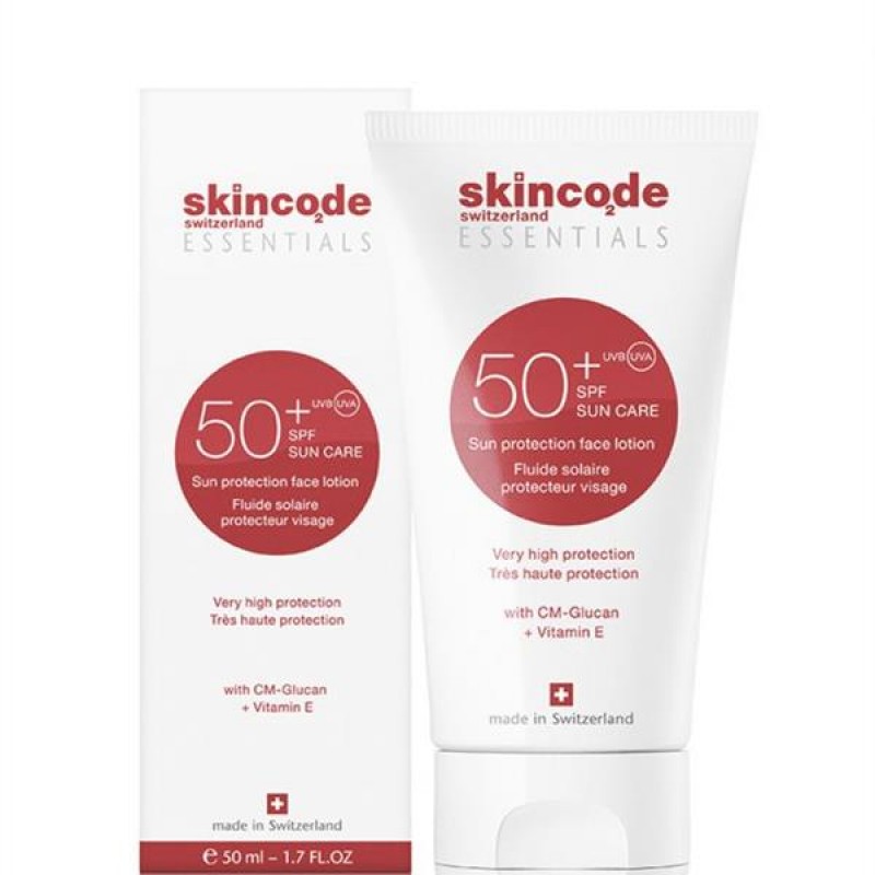 لوسیون ضد آفتاب اسکین کد مدل Essentials SPF50 مناسب انواع پوست حجم 50میل